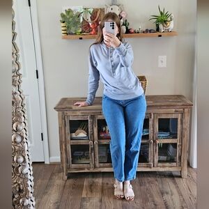 Athleta Balance Henley Sweatshirt - Small - Soft Blue